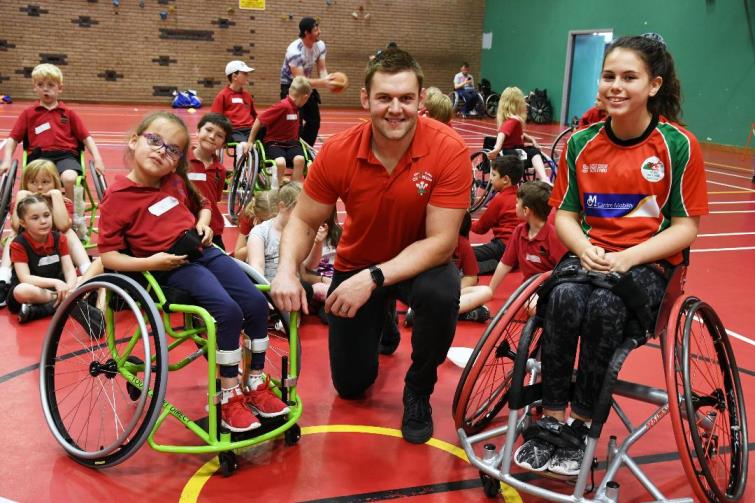 Libi with Frankie and Dan Lydiate at the recent insport series event at Pembroke Leisure Centre